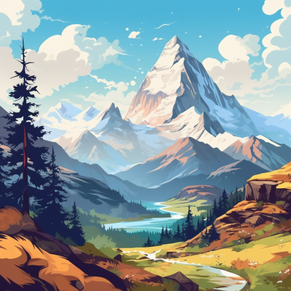 Digital Creation of a Majestic Mountain Landscape